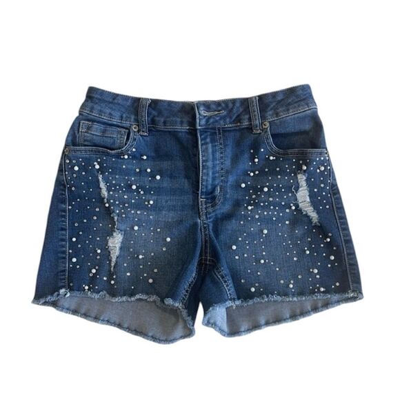 Maurices Pants - Maurice's Jean Shorts Women's Size 1/2 Sequined Pearl Distressed Barbicore‎ Boho